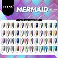 JTING Suministros para Uñas, Set de Esmalte de Uñas en Gel Holográfico Sirena de 48 Colores, Colección en Caja con Libro de Colores Único, Esmalte de Uñas en Gel OEM