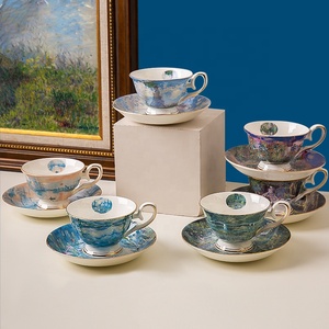 Monet ninfee impressione Sunrise europeo osso di porcellana caffè classico dipinto ad <span class=keywords><strong>olio</strong></span> Vintage pomeriggio tazza da tè e piattino Set - Product Image 5