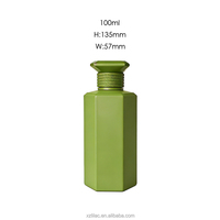 Flacon de parfum en verre octogonal bleu mat de luxe, logo personnalisé avec bouchon bleu facetté assorti et boîte cadeau pour hommes et femmes