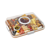 Plateau à charcuterie avec couvercle transparent, plateau à fromage portable de voyage, boîtes à charcuterie, planches à découper pour la cuisine, blanc, 6 compartiments