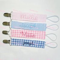 Clips de sucette de ruban vierge personnalisés faits à la main avec Rac Ric pour bébé garçons fille cadeau attache-sucette