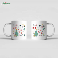 Mug à café en céramique de Noël coloré avec dessin animé, logo personnalisé imprimé, tasse en porcelaine par sublimation 11 oz, vente en gros, cadeau de fêtes