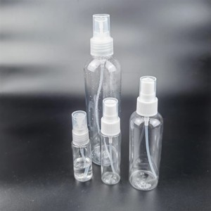 Bouteille en plastique transparente à épaules arrondies avec tête de pulvérisation blanche, logo personnalisé, vide, 100 ml, 200 ml, 300 ml - Product Image 1