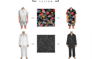 All'ingrosso pigiami personalizzati per gli uomini 2 <span class=keywords><strong>pezzi</strong></span> morbidi manica lunga stampa su richiesta Home Lounge Wear da <span class=keywords><strong>uomo</strong></span> in raso ampio - Product Image 2