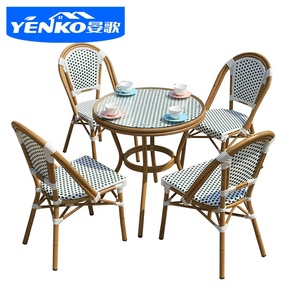 Mesa y sillas de <span class=keywords><strong>bambú</strong></span> estilo francés, conjunto de jardín, mesa de comedor para patio, muebles de exterior - Product Image 1