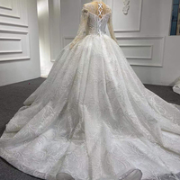 Luxe Ivoire Paillettes Robe De Mariée De Haute Qualité Robe De Bal De Mariée Manches Longues Chapelle Train Cristal Inspiré Balle Robes De Mariée