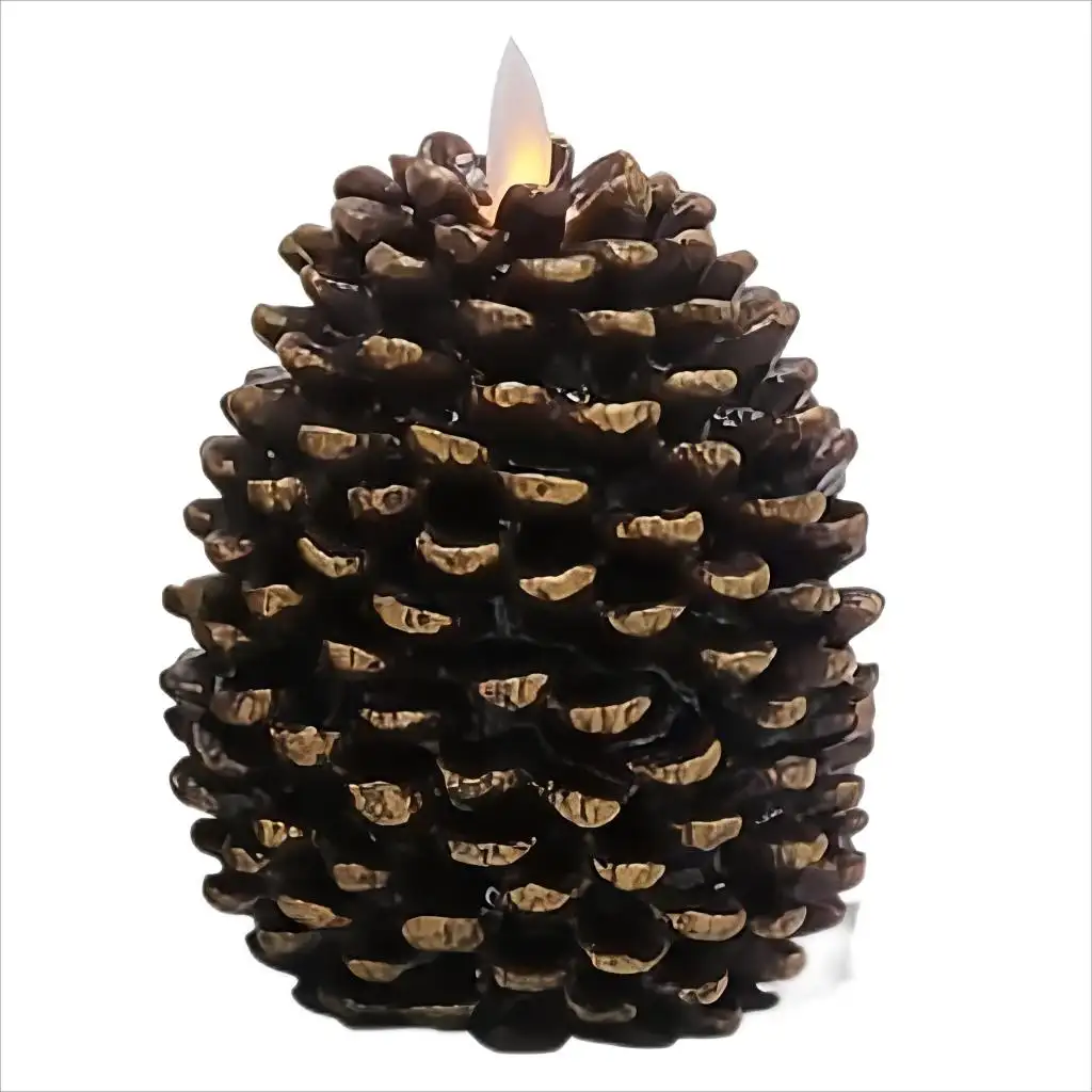 On Above 500 Hours Wax Flameless Decorate Luxury Pinecone Pine Cone Deal Apple LED candle christmas candles set