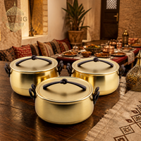 Ensemble de 3 chauffe-plats Royal Matte Gold Hot Pot 2L 2.5L 3L avec poignées noires pour l'Aïd, l'Iftar, les buffets, la restauration et les événements familiaux