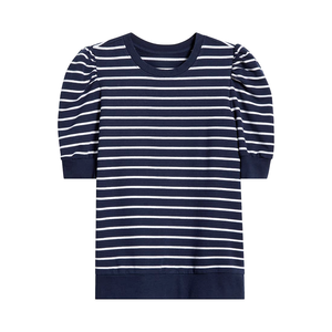 Haut de sport Gym Fitness pour femme avec manches courtes bouffantes et sweat-shirt décontracté à col rond lavé à l'acide pour femme - Product Image 1