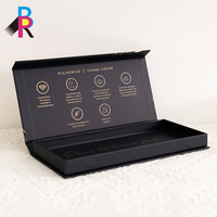 Boîtes cadeaux pliables noires de luxe personnalisées avec laminage mat, doublure en éponge, rabat magnétique, impression invisible, matériaux recyclés