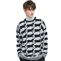 Benutzer definierte OEM & ODM Vintage geometrische Muster Jacquard Langarm Strick pullover Männer Pullover Männer Mode Pullover