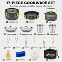 Kit de cuisine portable en aluminium léger pour 2 personnes, pour le camping et la randonnée