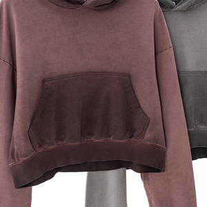 <span class=keywords><strong>Felpa</strong></span> con cappuccio Casual da donna <span class=keywords><strong>oversize</strong></span> Vintage lavato corto <span class=keywords><strong>felpa</strong></span> con cappuccio in cotone 100% in bianco - Product Image 4