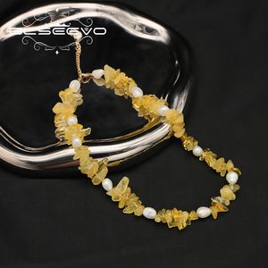 Ensemble de Citrine de créateur Original, collier de personnalité en perles d'eau douce et pierres précieuses, collier Danty pour cadeau de noël pour femmes, Jewe fin - Product Image 6