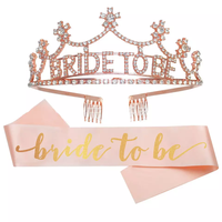 Bride to Be Bridal Shower diadème couronne ceinture bijoux de mariage or Rose diamant enterrement de vie de jeune fille accessoires fournitures