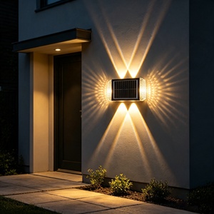 ไฟติดผนังโซลาร์เซลล์แบบไดโอดสำหรับภายนอกอาคาร IP65 ส่องขึ้นลงได้ 4+4 LED กำลังไฟ 8 วัตต์ พร้อมไฟติดผนังโซลาร์เซลล์เพื่อความปลอดภัยภายนอกอาคาร - Product Image 6