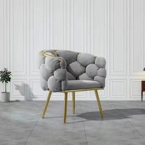 Sillón de Diseño Moderno y Lujoso para Sala de Estar, Muebles para el Hogar, Sofá con Base de Metal y Tapicería de Terciopelo - Product Image 1