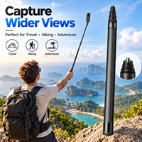 Perche à selfie invisible en fibre de carbone 3M personnalisée, extension de 118 pouces, support 1/4 pour Insta360 X5 X4 DJI Osmo GoPro Action Camera