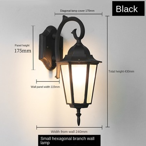 Antique Japanese-Style LED Wall Light Retro Sconce <b>Chinese</b> Square Outdoor Waterproof Metal Glass <b>Lantern</b> E26 Garden Wall Lamp - Product Image 5