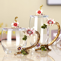Tasse en verre de style chinois émaillée et écologique, avec couvercle respirant, design personnalisé, cadeau haut de gamme pour femme, nouveauté 2025