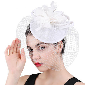 Le plus récent Portrait personnel Sinamay White Church Hats Mysterious Veil Bride Wedding Hats - Product Image 5
