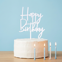 Lot de 10 décorations de gâteau en acrylique avec petites lettres, motif Joyeux Anniversaire, pour décoration d'anniversaire, table tendance inspirée de la pâtisserie