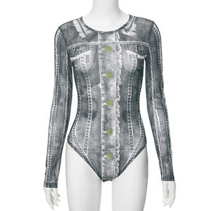 New Fashion Casual Fall Autumn Spring Long Sleeve Sexy Club 2 Piece Set Full Print Mesh Women Two Piece Mini Skirt Set <strong>Outfits</strong> - Product Image 3