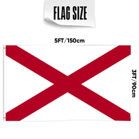 Drapeau de l'État de l'Alabama (États-Unis) 3x5 pieds, drapeau d'extérieur de l'Alabama, croix de Saint-André rouge, polyester, bannière décorative pour jardin