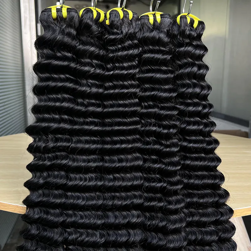 Wholesale High Quality Virgin Human Hair Bundle 12A 15A Grade Unprocessed Raw Indian Deep Wave Bundles