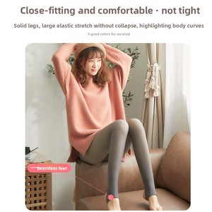 Hôtesse de l'air femme Leggings gris automne hiver polaire doublé collants transparents taille haute contrôle du ventre hanche ascenseur vêtements d'extérieur <span class=keywords><strong>faux</strong></span> <span class=keywords><strong>transparent</strong></span> - Product Image 5