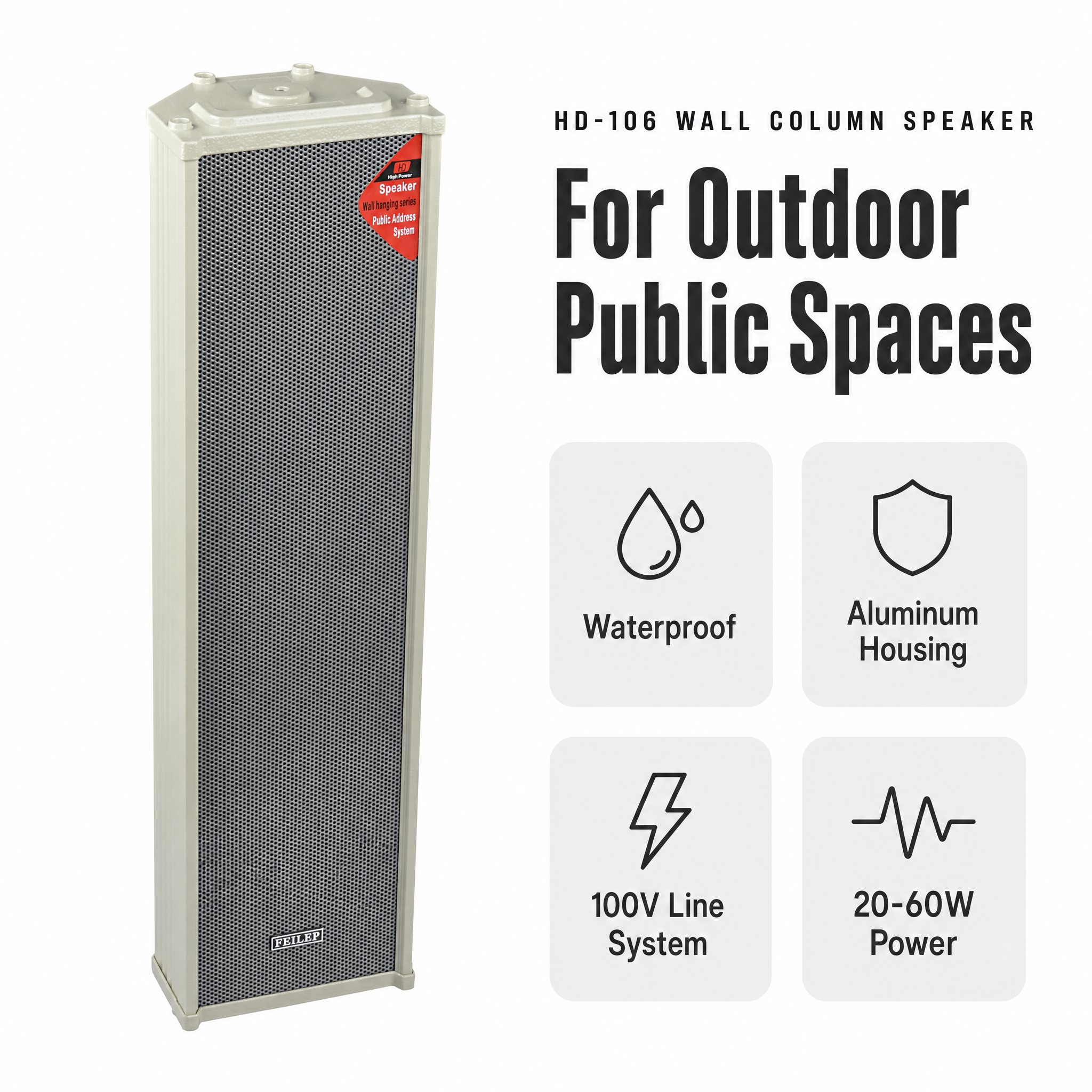 HD-106 Factory Outlet Wall Column Loudspeaker Waterproof Outdoor Speaker Aluminum Material Professional Speakers · image 3