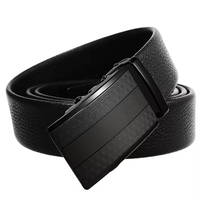 Ceinture pour homme en cuir de vache véritable avec boucle automatique, ceinture décontractée et habillée, 2 couleurs noir et marron, vente en gros