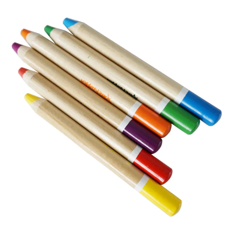 Pensil Warna Kayu Alami Raksasa Ukuran Besar Logo Kustom Lapices Krayon Minyak 6 Warna Kualitas Tinggi