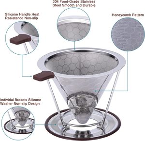 Goutteur de café en acier inoxydable <span class=keywords><strong>filtre</strong></span> à café facile à nettoyer verser sans papier sur la cafetière - Product Image 3