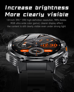 2026 AK82 Sports Smartwatch with Flashlight BT Call 1.8inch Round Screen IP68 Waterproof Fitness Tracker Smart Watch for Men - Product Image 4