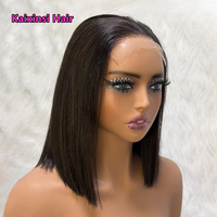 Perruques en cheveux vietnamiens bruts, coupe bob, Super Double Draw SDD, lisses comme des baguettes, avec closure frontale en dentelle HD pour femmes noires
