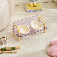 Distributeur automatique de nourriture pour animaux de compagnie en plastique pour chats et chiens - Bols doubles amovibles, nettoyage facile, utilisation portable en intérieur