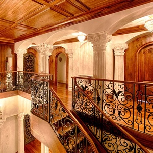 Rampe d'escalier en fer forgé courbé Tanlong avec décorations en <span class=keywords><strong>bois</strong></span>, installation facile, en <span class=keywords><strong>métal</strong></span> et <span class=keywords><strong>bois</strong></span> - Product Image 5