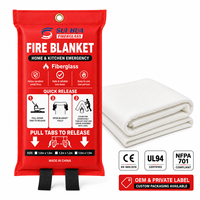 Couverture anti-feu résistante à la chaleur pour cuisines domestiques, couverture d'extinction d'urgence en fibre de verre avec pochette personnalisable