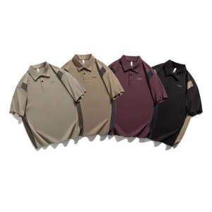 Polo assorti de couleurs, col montant ample, broderie personnalisée, impression de logo, polos vierges, t-shirts unisexes oversize pour couple - Product Image 3