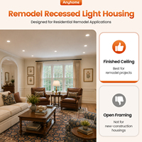 ANYHOME 4 İnç Siyah Tavan Gömme Can Ic Remodel Pot Işık Yuvası Retrofit Downlight Can TP24 Tabanı