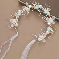 Serre-tête de mariage bohème fait main NYY avec fleurs et perles pour demoiselles d'honneur, enfants et filles - Accessoires capillaires au design feuille mignon