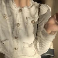 Cardigan manteau deux pièces femmes ensemble mode tempérament élégant deux pièces décontracté couleur correspondant gland simple boutonnage tricoté