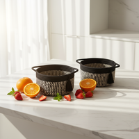 Mini panier de rangement tissé 20x20x12cm, paniers décoratifs ronds et mignons pour la salle de bain et le bureau, lot de 2, noir et marron