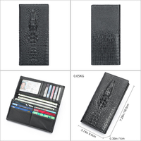 Dompet pria panjang Crocodile dompet bisnis sederhana kulit tas sertifikat slot kartu multi kapasitas besar logo kustom grosir