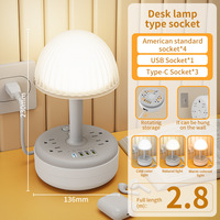 Multiprise standard américaine avec lampe de table et veilleuse, 4 prises CA, port de charge USB Type-C PD, lampe de bureau pour la maison et le bureau