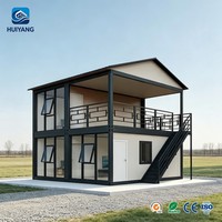 Maison Moderne à Panneaux Composites en Acier Léger avec Mur Rideau en Verre Mobile, Villa Familiale, Véranda, Installation Rapide