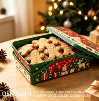 Conteneur alimentaire en plastique portable de 5 L, imprimé sur mesure pour les fêtes de Noël, idéal pour les pâtisseries et les cadeaux - Vente en gros