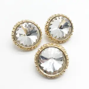 High Quality Fancy Round Diamante Crystal Bulk Rhinestone decorative Buttons glass buttons for girl jeans or women clothing