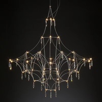Lustre moderne effet ciel étoilé, grand modèle en cristal ajouré à LED pour maison, bureau, plafond haut, salon, loft, appartement, duplex
